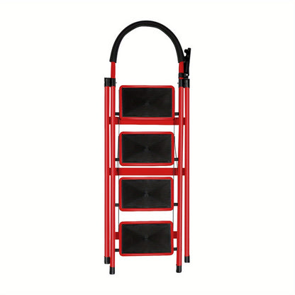 Vouwtrap – Trapladder – Opstapkruk – Vouwladder – Stalen Huishoudtrap – 4 Treden – Antislip Treden – Inklapbaar Met Gereedschap Plateau