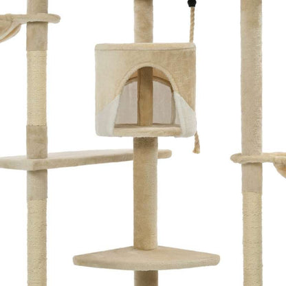 Kattenklimrek – Krabpaal – Kattenmeubel – Kattenhuis – Klimpaal – Stabiel en Duurzaam – 203 cm Hoog – Beige
