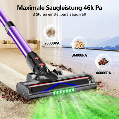 Authmic 2L Cordless Vacuum Cleaner 46000Pa/70Min Upgrade | With Display, Anti-Tangle Brush, Wall Charging Station, 8-Layer Filtration, Ultra-Quiet, Suitable for Pet Hair, Carpets, Hard Floors, Cars
