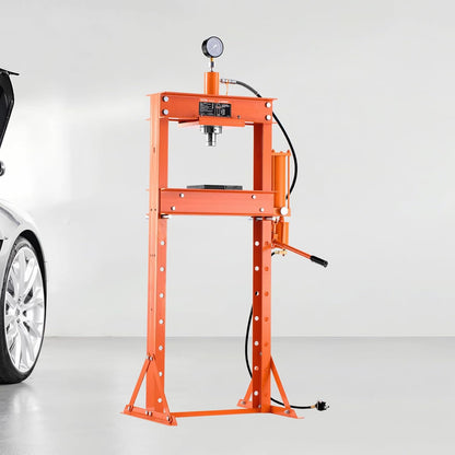 VEVOR Manual workshop press, workshop press with H-frame 20 T with pressure plate 0.8-1.2 MPa, adjustable hydraulic press for garage floors to bend