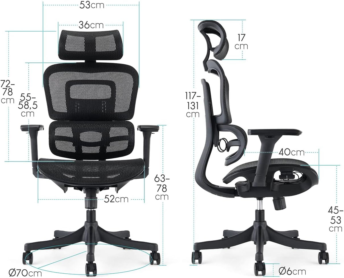 Bureaustoel – Ergonomische Stoel – Bureaustoel Met Netstof – Kantoorstoel – Werkstoel – Verstelbare 3D Armleuningen – Ademend Polyester Mesh