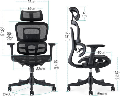 Bureaustoel – Ergonomische Stoel – Bureaustoel Met Netstof – Kantoorstoel – Werkstoel – Verstelbare 3D Armleuningen – Ademend Polyester Mesh
