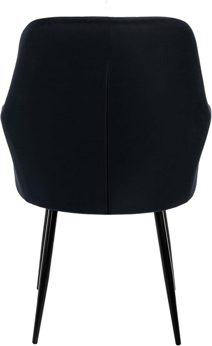 ECD Germany Set of 6 Dining Chairs with backrest and armrests Black Velvet Seat Metal Legs Kitchen chairs Living room chairs Living room chairs Upholstered chairs Armchairs Armchairs