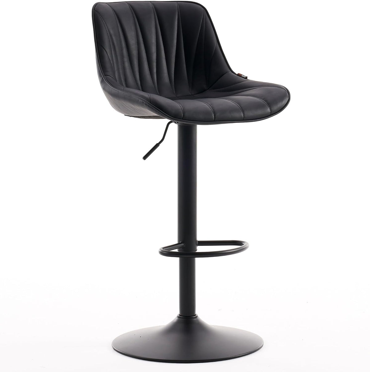 YOUTASTE Barkruk, set van 2 barstoelen, in hoogte verstelbaar, draaibaar met PU-leer, barkruk met rugleuning en voetensteun, zithoogte 57-82 cm, voor keuken, toonbank, bar, zwart