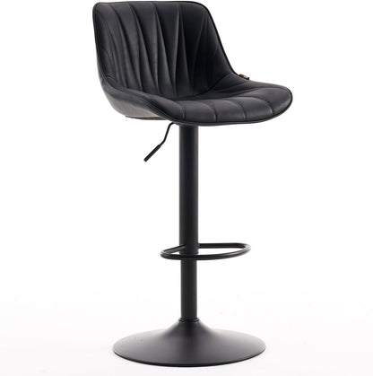 YOUTASTE Barkruk, set van 2 barstoelen, in hoogte verstelbaar, draaibaar met PU-leer, barkruk met rugleuning en voetensteun, zithoogte 57-82 cm, voor keuken, toonbank, bar, zwart