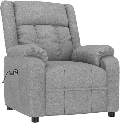 Elektrische Televisiestoel – Relaxstoel – Fauteuil – TV-Stoel – Verstelbare Stoel – 3 Ligposities – Ademend Polyester – Hout & Metaal Frame – Lichtgrijs