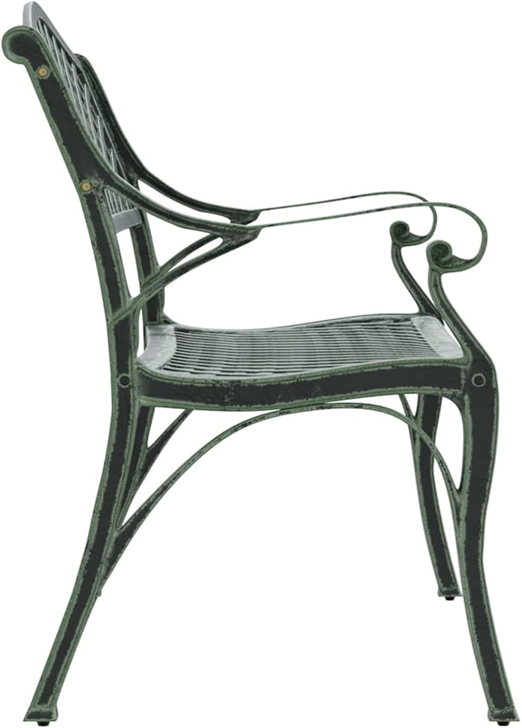 Mogou Garden bench, outdoor bench, patio, garden bench, cast aluminium, green, 102 cm - QUORE
