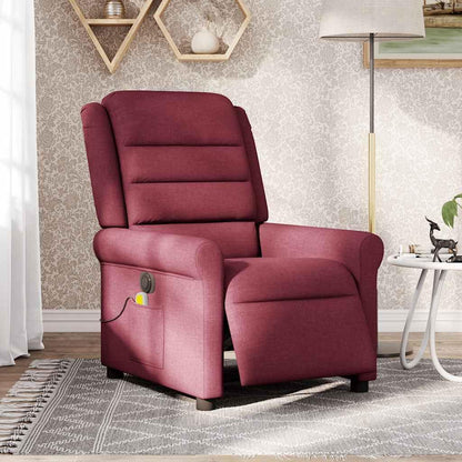 Massagestoel – Elektrische Massagestoel – Relaxstoel – Televisiestoel – Ligstoel – 135 Graden Kantelbaar – 6-Punts Vibratiemassage – Wijnrood Stof