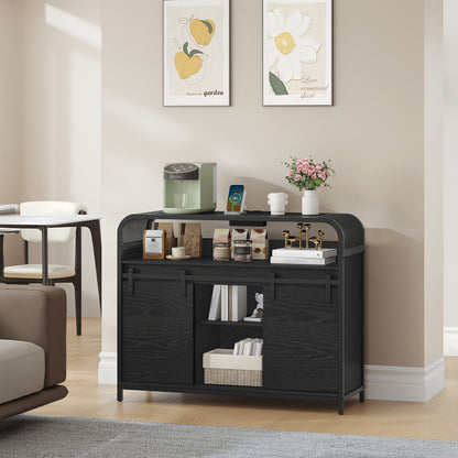 Wit Keukenkastje – Dressoir – Opbergkast – Sideboard – Kast – LED Verlichting – Verstelbare Planken – 100x35x80 cm
