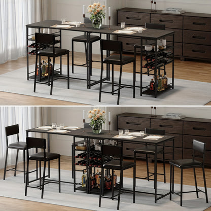 Compact Dining Table Set with 2 Upholstered Chairs - Space-Saving Kitchen Table and Chairs, Sturdy Metal Frame, for Small Apartments, Home, Cafe - Modern Minimalist Dining Room Furniture in Matte Black Finish, Dining Table wi