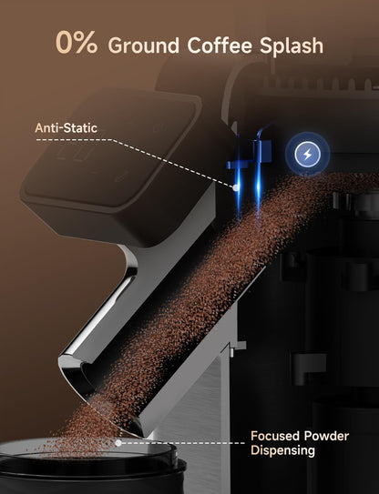 Elektrische koffiemolen – Koffiemolen – Koffiemaler – Espressomolen – Koffiegrinder – Afneembare houder voor zeefdrager en houder – Direct malen en netjes opvangen