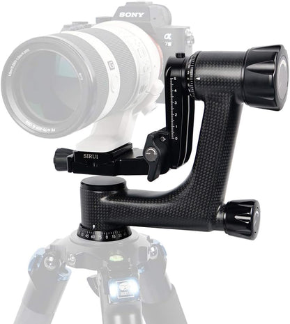 SIRUI PH-10 Carbon Gimbal Statiefhoofd Zware Duty, 15kg Draagvermogen, 360° Panorama, met Arca-Swiss Snelwisselplaat voor Camera en Telelens