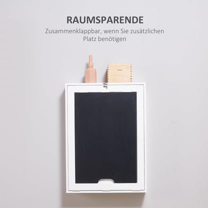 Muurtafel – Wandtafel – Klaptafel – Bureau – Eettafel – Met Whiteboard – Ruimtebesparend Design – MDF Wit 88,5x60x146,5 cm
