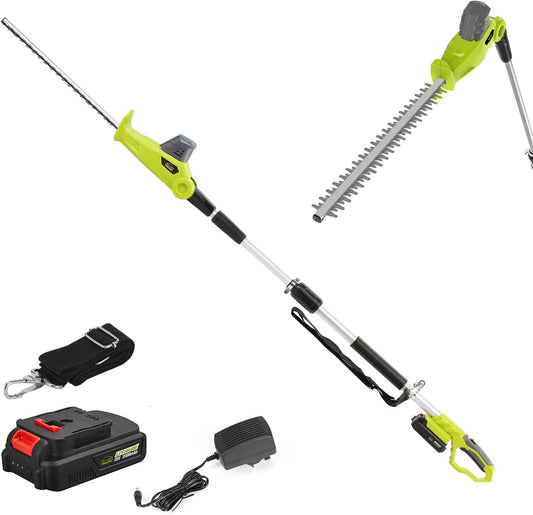 DEWINNER Telescopische heggenschaar, 20 V, uittrekbaar, verstelbaar, lang bereik, accu en oplader inbegrepen