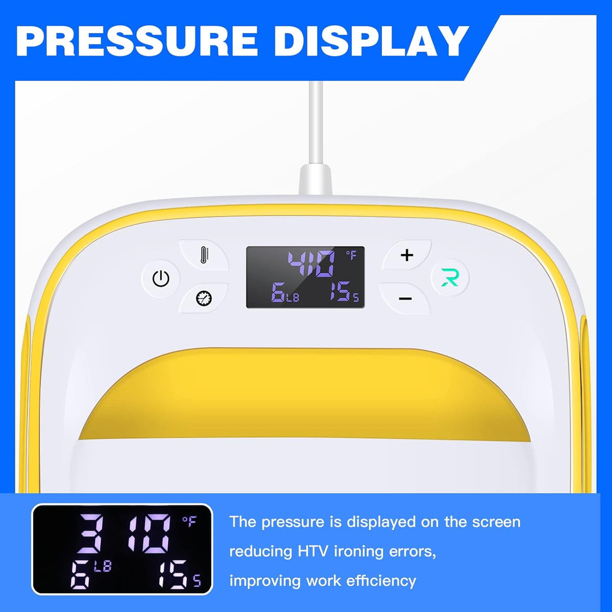 HTVRONT Warmtepersmachine voor T-shirts, draagbare warmtepers 10 "X10", ijzeren pers voor sublimatie en HTV-vinylshirt persmachine voor hoed, tassen, verwarmingsoverdrachtprojecten (geel)