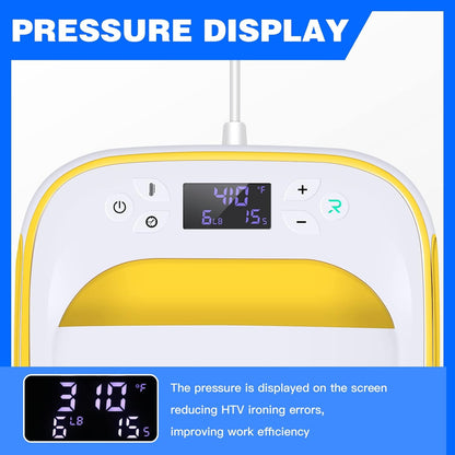HTVRONT Warmtepersmachine voor T-shirts, draagbare warmtepers 10 "X10", ijzeren pers voor sublimatie en HTV-vinylshirt persmachine voor hoed, tassen, verwarmingsoverdrachtprojecten (geel)