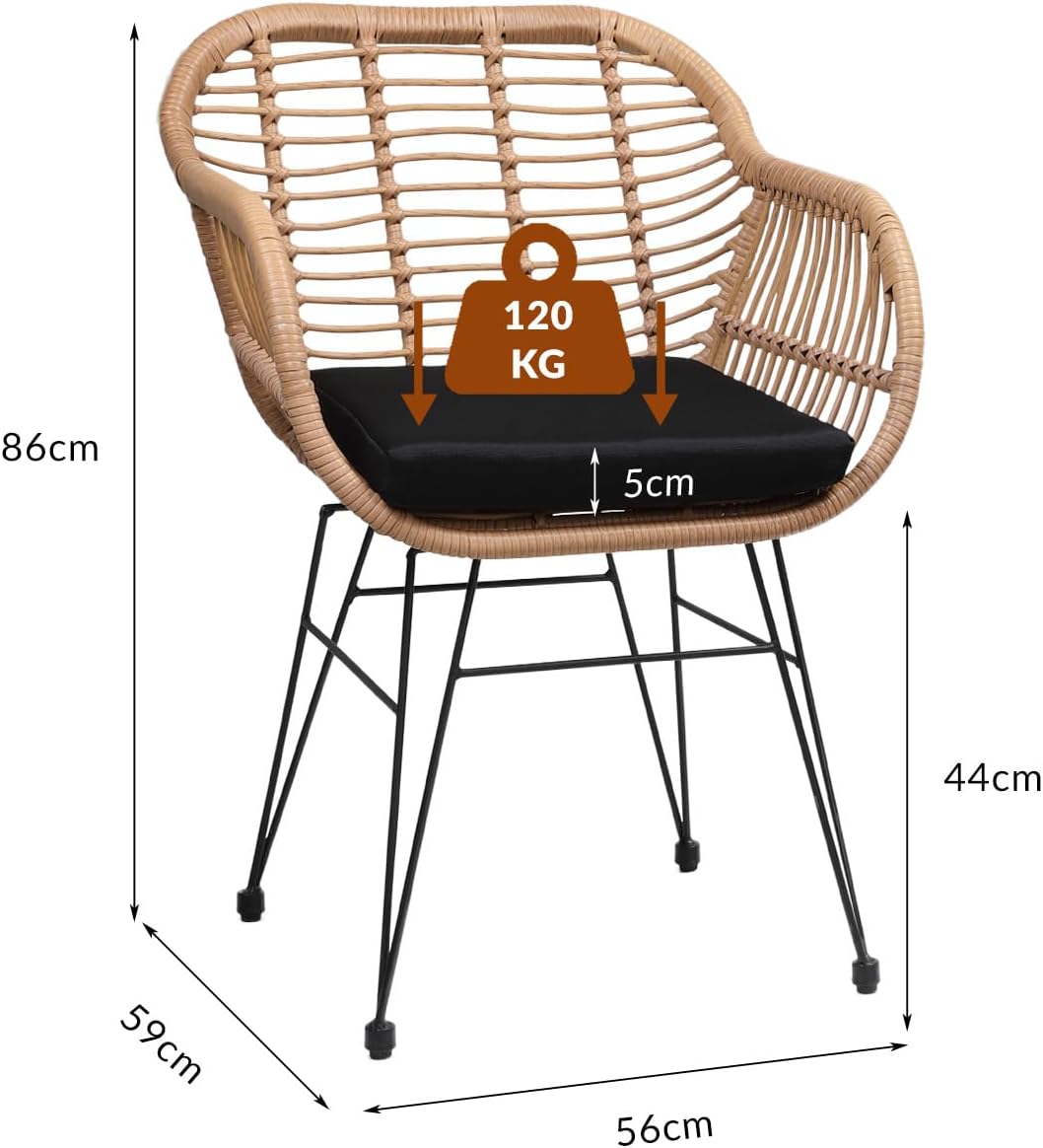 Casaria Tub chair Bali with cushion - 2 pieces - polyrattan - garden chair - QUORE