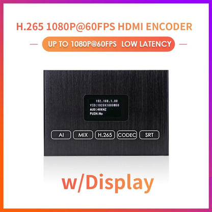 EXVIST H.265 1080P HDMI-video-encoder met HDMI-loopout, display voor IP-adres en status, SD-kaartsleuf (max. 128 GB) – live streaming naar YouTube, Facebook, Vimeo, IPTV
