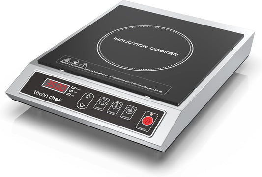 Inductiekookplaat, 3500 W, enkele inductiekookplaat, kookplaten, 50 kg, groot draagvermogen, roestvrijstalen behuizing, 24-uurs timer, ultradun draagbaar design