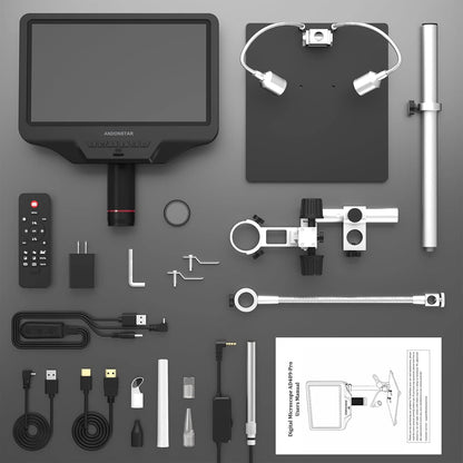 Andonstar AD409 Pro HDMI digitale microscoop met endoscoop, 10,1 inch LCD-scherm soldeermicroscoop, 300X USB elektronische microscoopcamera voor PCB-solderen, muntenverzameling, ondersteunt Windows-pc
