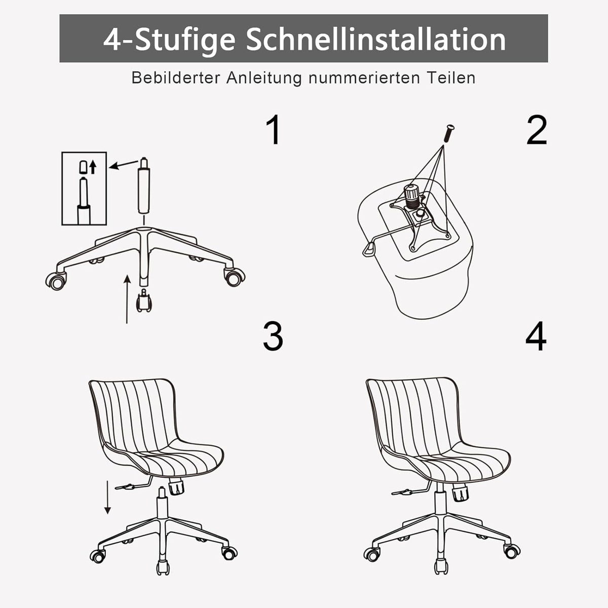 YOUTASTE Bureaustoel, ergonomisch, in hoogte verstelbaar, stoel met PU-leer en wielen, draaistoel, kantelfunctie, computerstoel, 136 kg belastbaar, wit