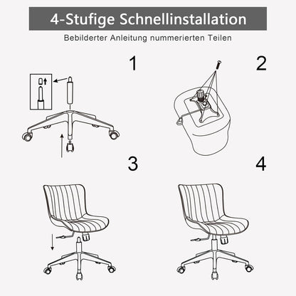 YOUTASTE Bureaustoel, ergonomisch, in hoogte verstelbaar, stoel met PU-leer en wielen, draaistoel, kantelfunctie, computerstoel, 136 kg belastbaar, wit