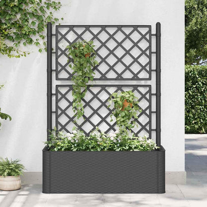 vidaXL Planter high with trellis and self-watering system anthracite - QUORE