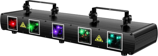 Ybeiyuan - Podiumverlichting - RGB-laserlamp - Professioneel podium- en DJ-licht - DMX-podiumlicht - Podiumverlichtingseffect - Vier lenzen - RGBY - DJ KTV Disco