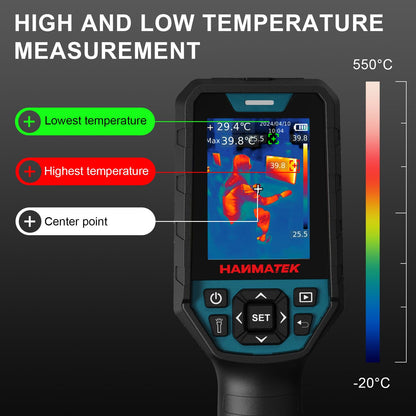 HANMATEK Warmtebeeldcamera met IR-resolutie van 256 x 192 pixels, Ti260, draagbare warmtebeeldcamera voor temperatuurafwijkingen, bereik -20 °C ~ 400 °C