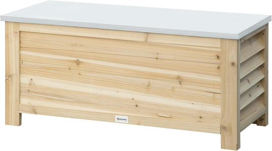 Tuinbox – Buitenopberger – Tuinkist – Opbergbox – Tuinmeubel – Massief Grenenhout – 155 Liter Inhoud – Weerbestendig Verzinkt Metalen Deksel