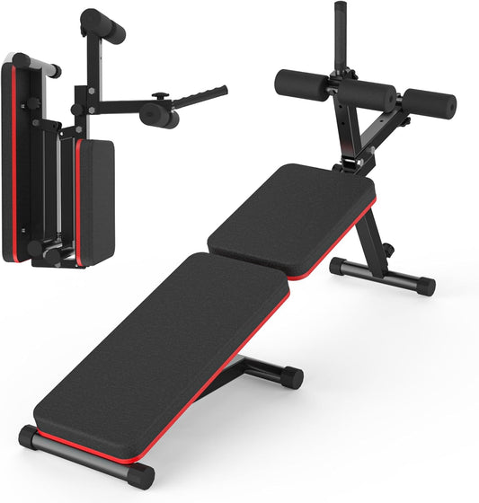 Decline & Flat Bench, opvouwbaar, multi-gear verstelbaar, full body-training, capaciteit van 300 kg