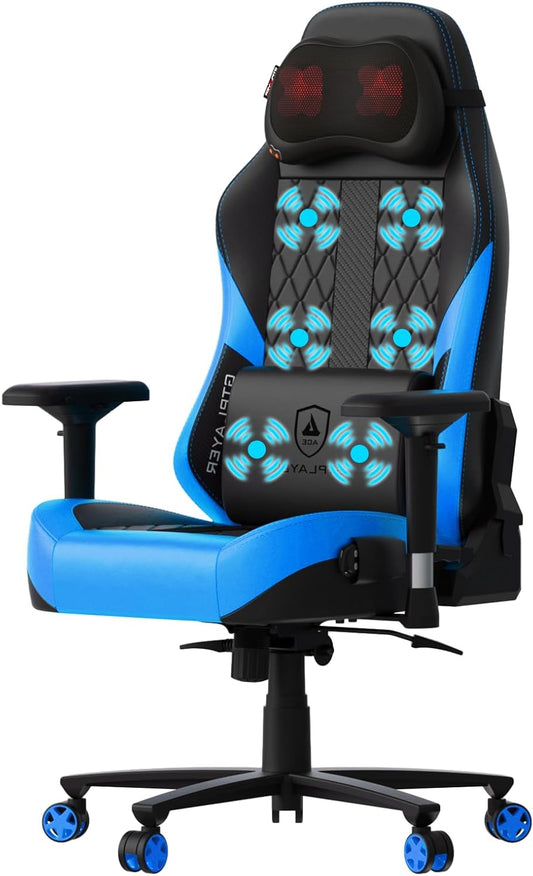 GTPLAYER Gaming Chair with Massage Gaming Chair with Pocket Spring Cushion and Footrest, Ergonomic Gaming Chair Office Chair with 4D Armrests, Computer Chair with Widened Backrest, Load Capacity up to 150 kg - QUORE
