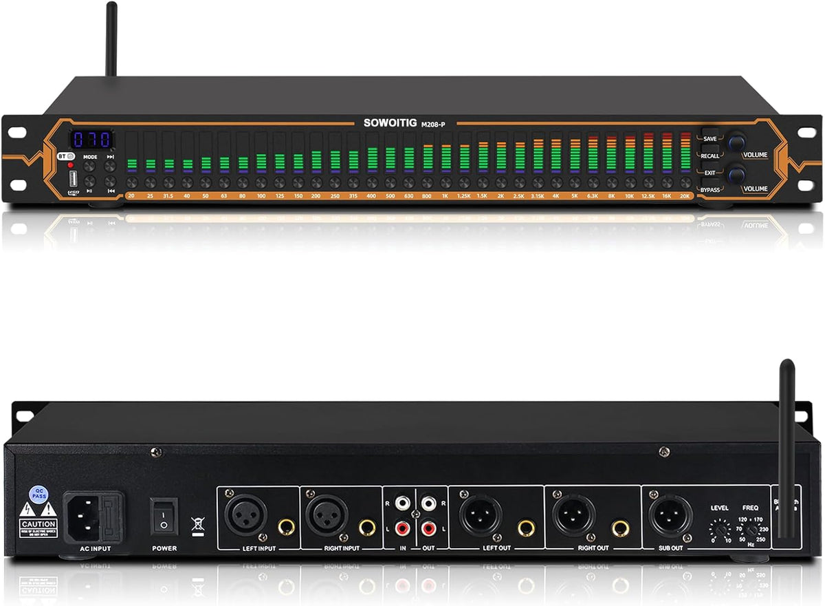 Stereo equalizer met 15-bands EQ voor thuisaudiosysteem, dual-channel DJ-equalizer