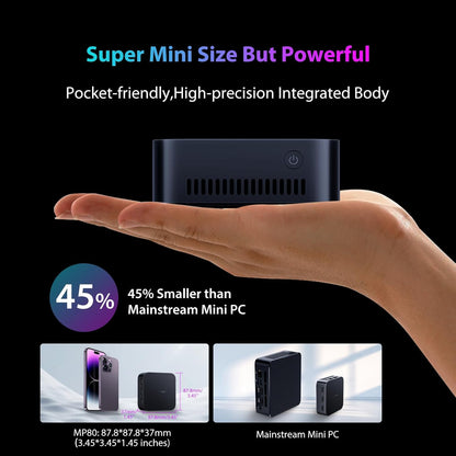 Blackview MP80 Mini PC Intel Alder Lake N97 (tot 3,6 GHz) 16 GB LPDDR5 RAM 512 GB M.2 SSD, (beter dan N95 en N150), 4K UHD Mini PC Desktop, 3*HDMI, USB 3.2*3, Gigabit Ethernet, 5G WiFi, Business