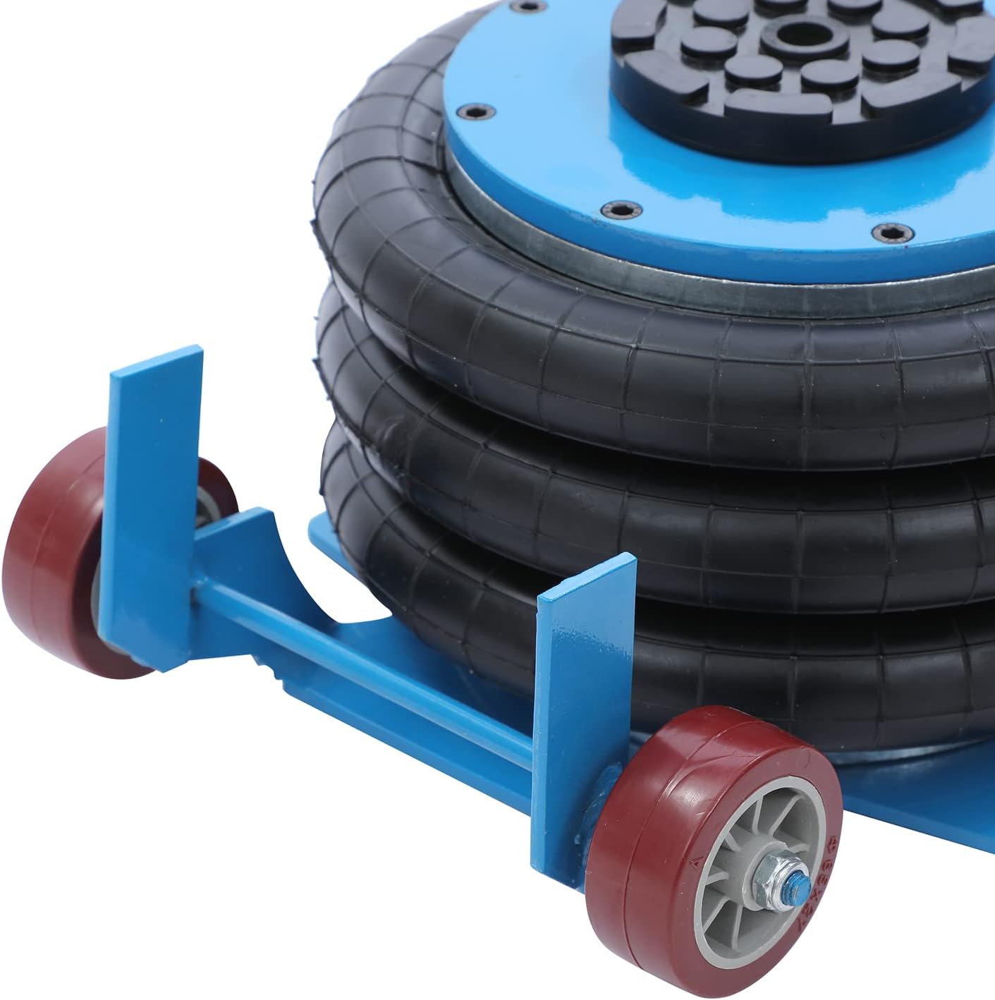 Katsu Pneumatische krik, 5 ton, drievoudige zak, luchtkrik, Air Jack luchtlift, opblaasbaar, met klapgreep en twee wielen, voor het verwisselen van banden van auto