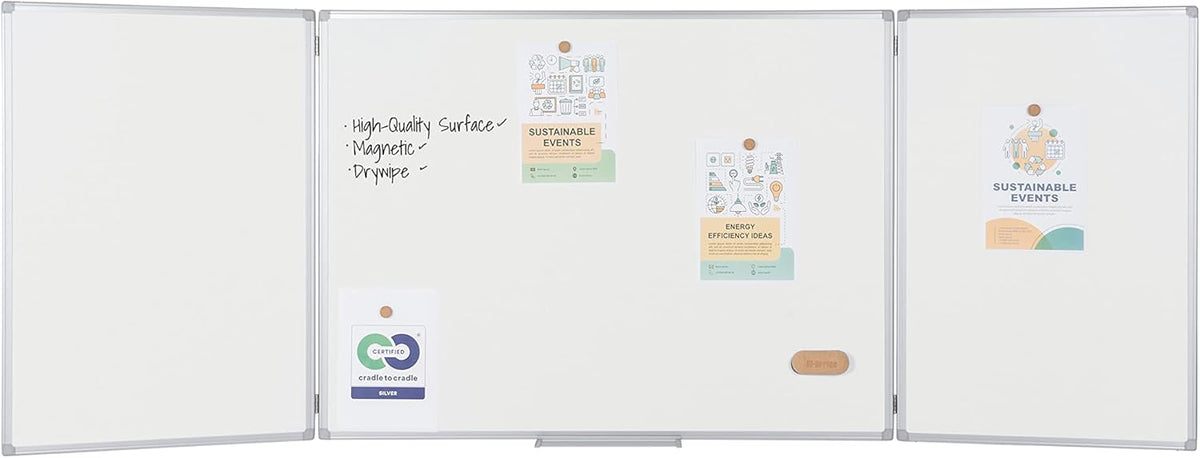 Bi-Office TR01020509790 Earth-It Maya aluminium frame Trio whiteboard