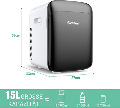 FANTASK 2-in-1 mini-koelkast, 15 liter, kleine koelkast met koel- en verwarmingsfunctie