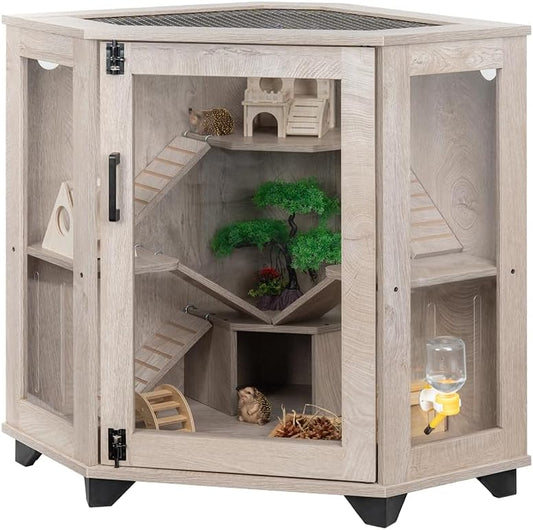 unipaws Chinchilla's kooi met helling, rattenkooi met huis, egelkooi, critter natie kooi voor hamster, muizen, helder acryl, hoek kooi voor kleine dieren