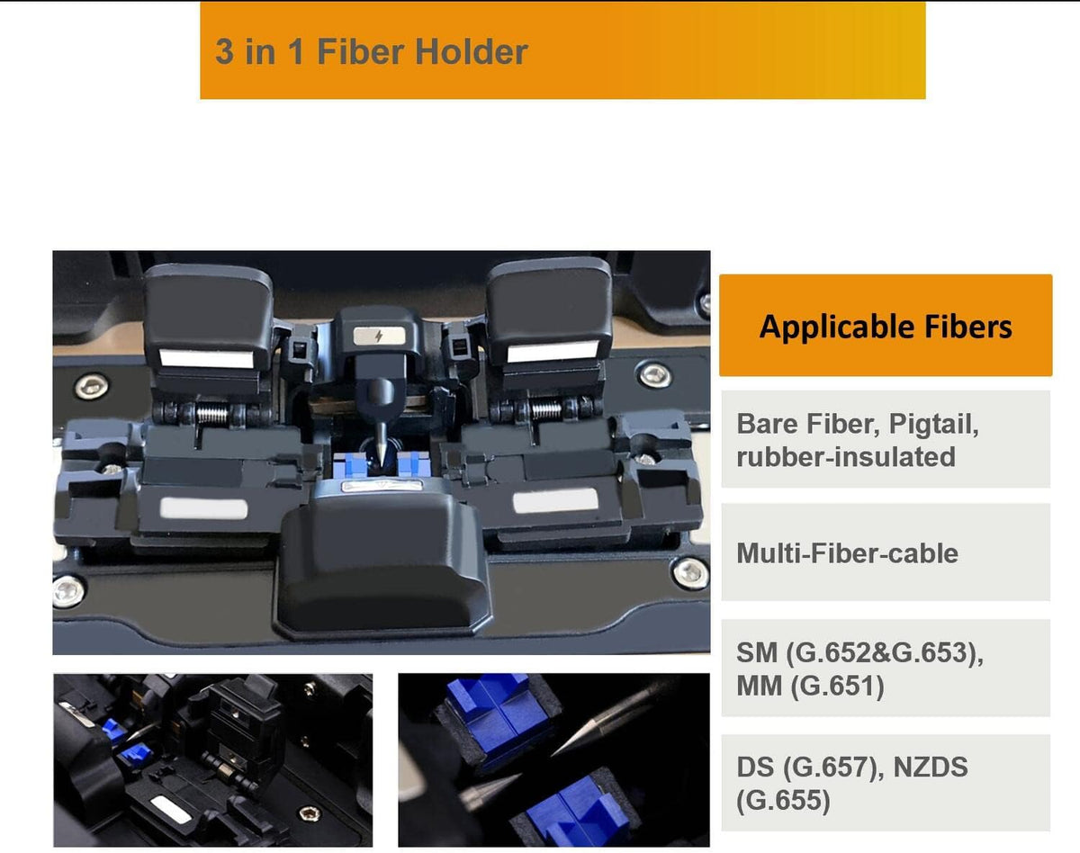 Fusion Splicer AI-9 Core Alignment 5 seconden splicing 15 seconden verwarming, automatisch fusie splicer glasvezel met instructievideo's voor FTTH en kabelsplitsingsprojecten