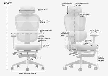 Ergonomische Bureaustoel – Bureaustoel Draaistoel – Kantoorstoel – Werkstoel – Speciaal Voor Vrouwen – 3-Traps Verstelbare Lendensteun – 3D-Verstelbare Armleuning En Hoofdsteun Met Voetensteun