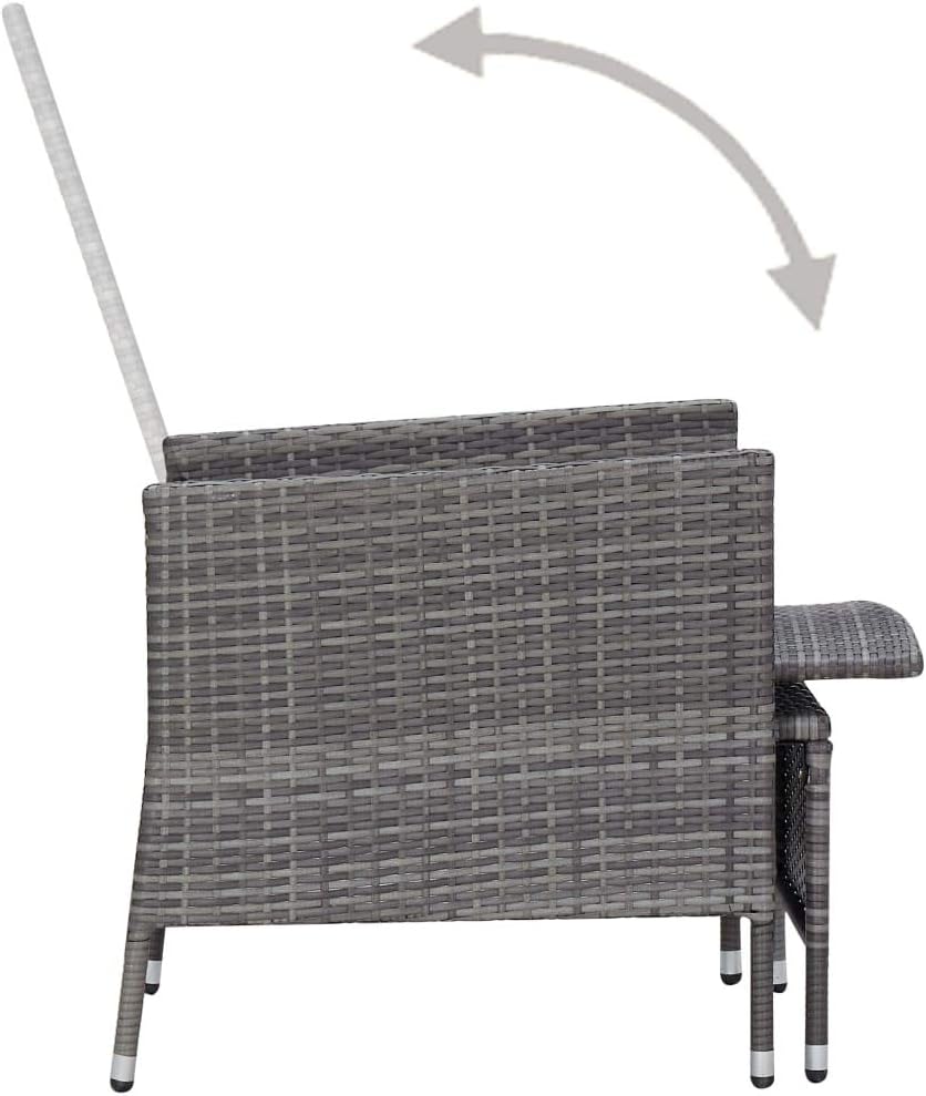 vidaXL 2-piece lounge set with cushions poly rattan grey - QUORE