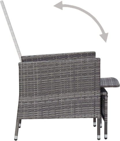 vidaXL 2-piece lounge set with cushions poly rattan grey - QUORE