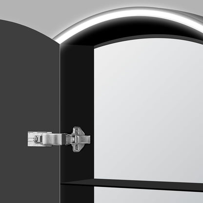 Talos Spiegelkast met verwisselbare verlichting Black Nova Ø60 cm zwart - Spiegelkast badkamer met 2 legplanken - aluminium - achterwand gespiegeld