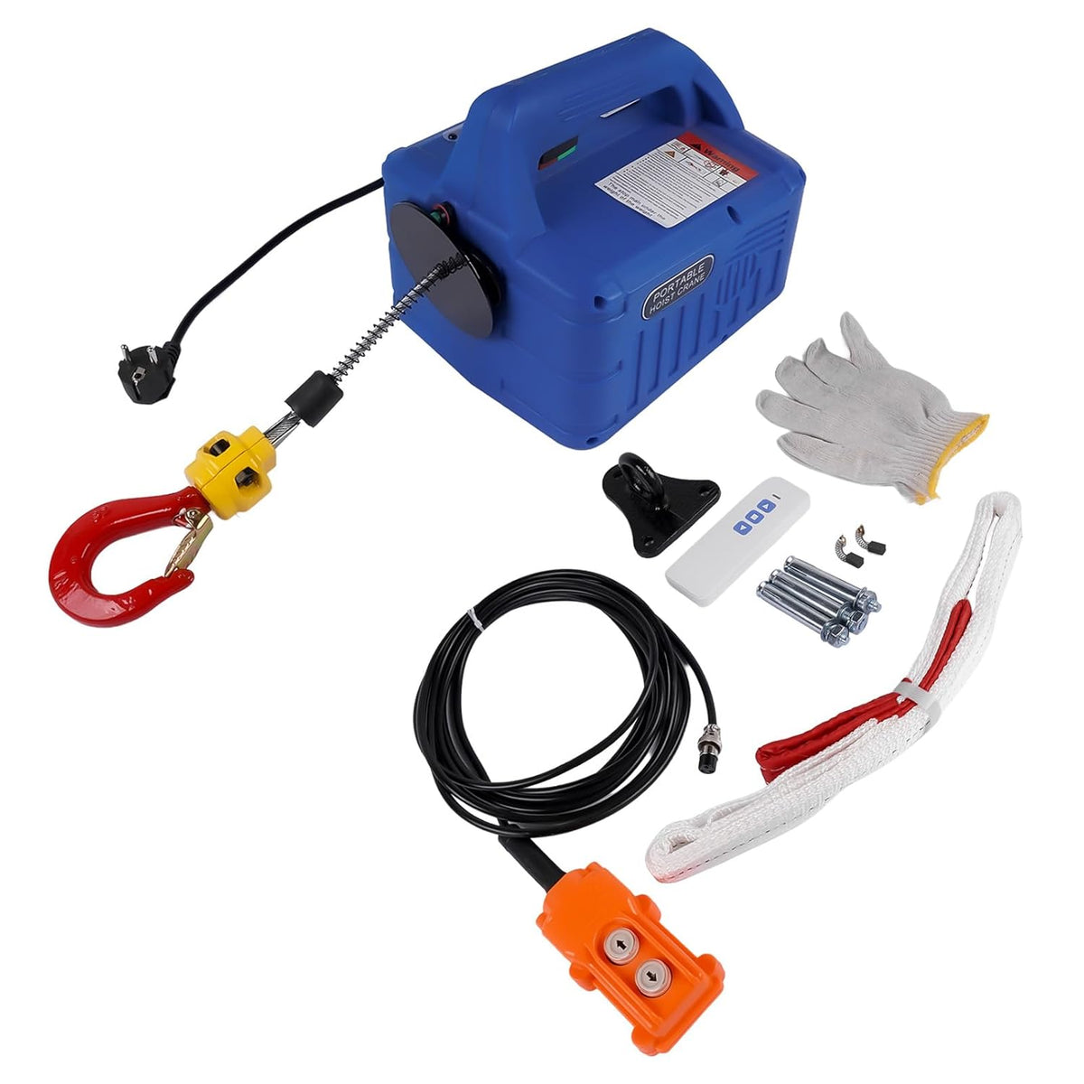 Elektrische lier met draadloze afstandsbediening, 500 kg, heftoestellen, 7,6 m, maximale hefhoogte: 4,8 m/min, draadkabel 6 mm x 7,6 m, 230 V, 1500 W Hopzty