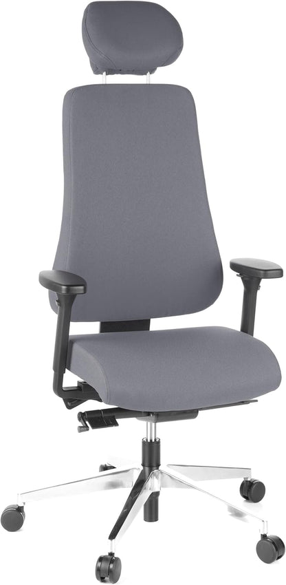 HJH Office, Pro-Tec 400, bureaustoel, directiestoel, stof, aluminium gepolijst antraciet