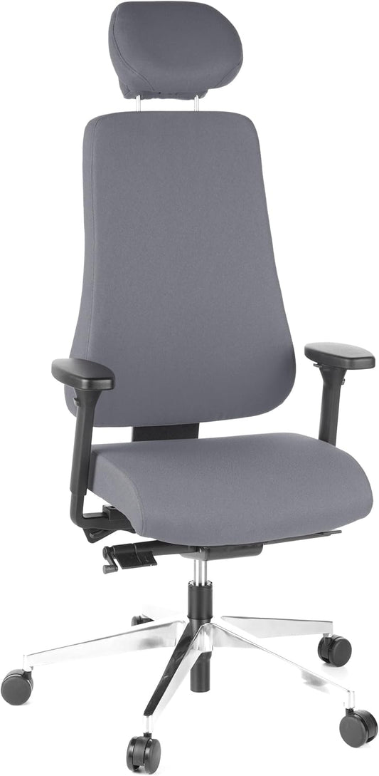 HJH Office, Pro-Tec 400, bureaustoel, directiestoel, stof, aluminium gepolijst antraciet