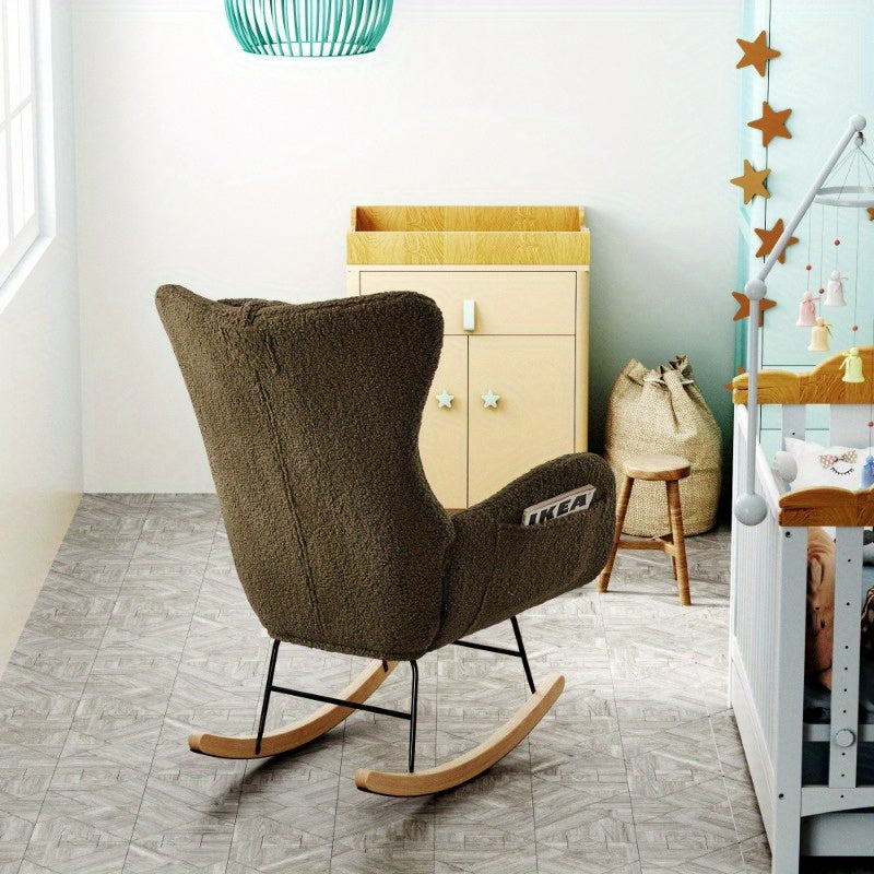 Schommelstoel – Chaise Confortable – Fauteuil – Relaxstoel – Schommelstoel Babykamer – Ergonomische Hoge Rugleuning – Extra Brede Zitting Met Zachte Sponsvulling