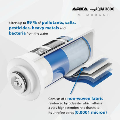 ARKA myAQUA 3800 Osmosis System, 3800 L/Day, Removes 99% Harmful Substances, Salts and Bacteria, Water Filter and Softening System, Smart Complete Set for Household and Aquarium - QUORE