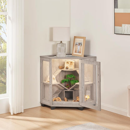 unipaws Chinchilla's kooi met helling, rattenkooi met huis, egelkooi, critter natie kooi voor hamster, muizen, helder acryl, hoek kooi voor kleine dieren