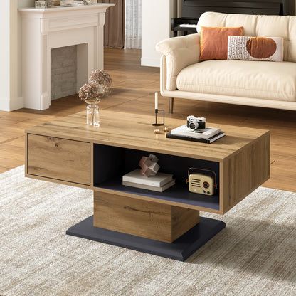 Modern Coffee Table with Double-Sided Storage | Features Large Shelf and Additional Internal Compartment, Contemporary Style, Metal Construction